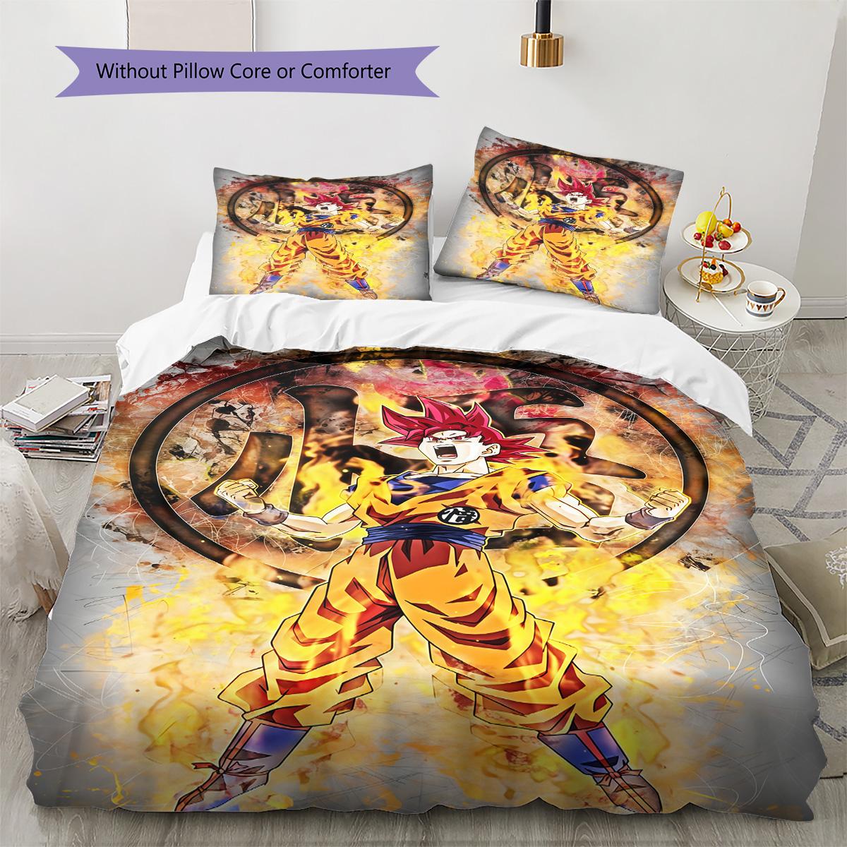 

Dragon Ball Universe Bedding Set Duvet Cover with Pillowcases Fashion Print Bed Linen for Home Bedroom 135x200cm