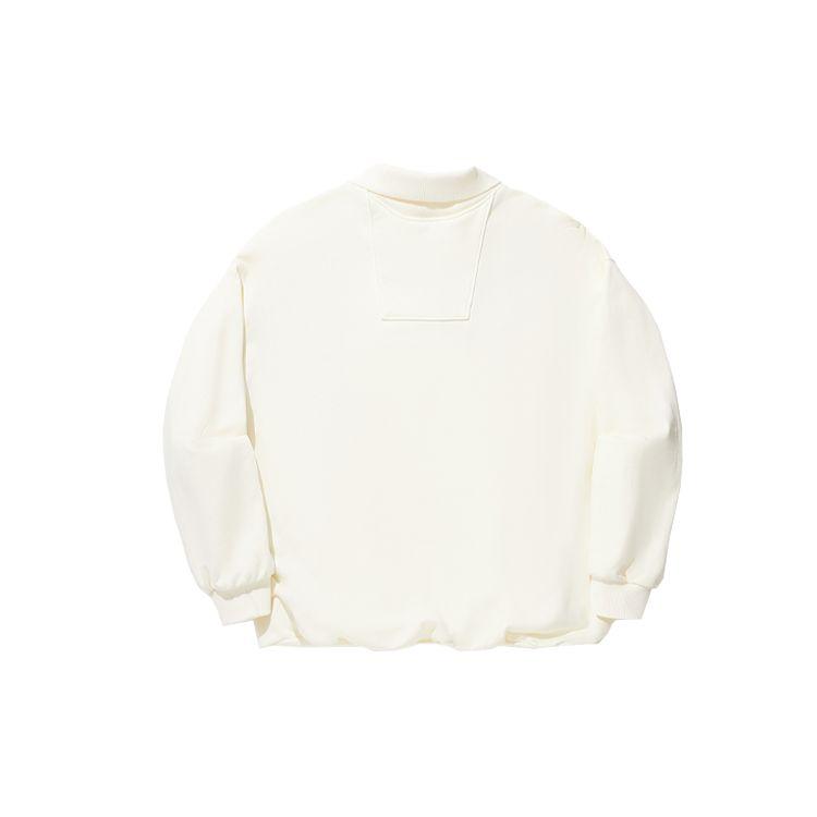 Li Ning Reignite Series Oversized Polo Neck Pullover Sweatshirt Unisex Sweatshirt Off-White AWDU345-1
