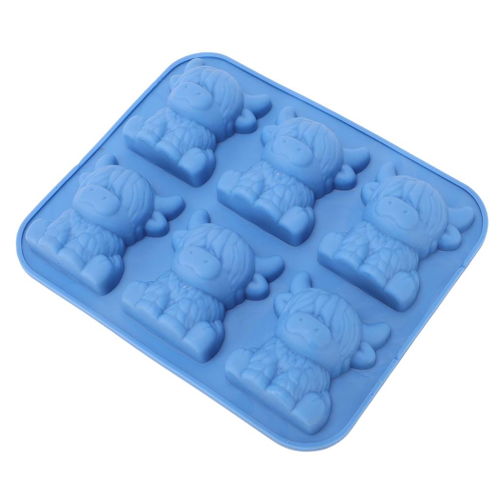 Ice Cube Mold 3D Highland Cow Soft Silicone Ice Cube Tray Fun Animal Mold for Dessert Craft Candle Soap