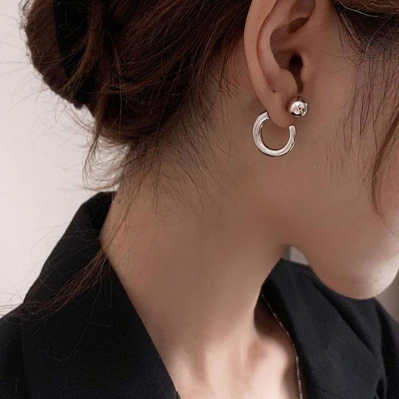 Vintage Half Round Hoop Earrings For Women New Trendy Metal C- Shaped Geometric Earrings Casual Jewelry Accessories Gifts