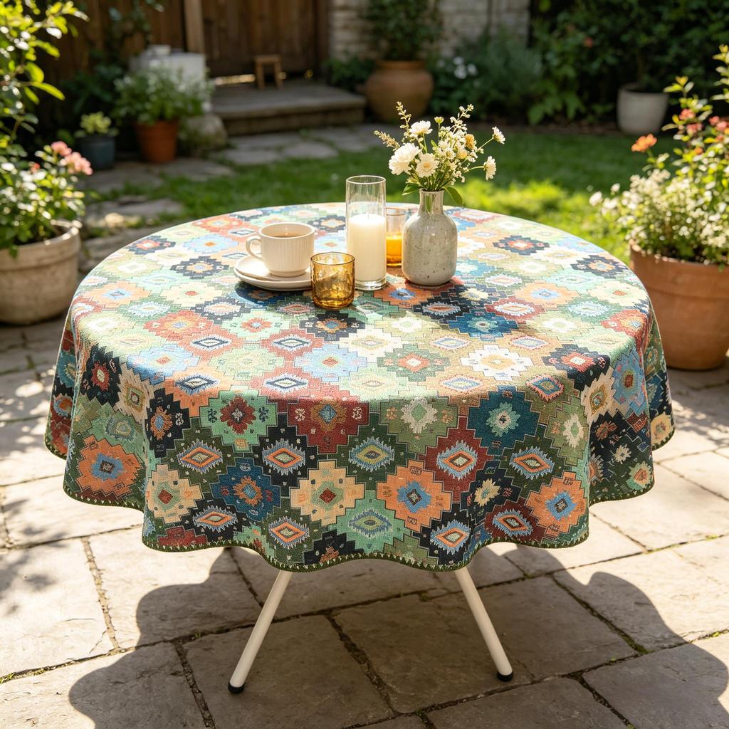 Dining Kitchen Party Event Family Gathering Small Round Cotton Tablecloth