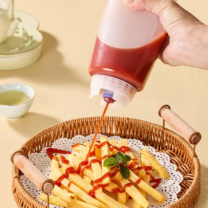 Inverted Plastic Squeeze Bottles, Refillable Tip Large Valve Dispenser Condiment Squeeze Bottle