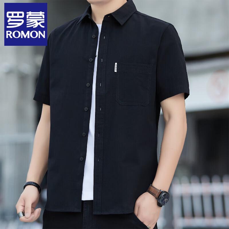 Romon Men s 100% Cotton Short Sleeve Casual Shirt L