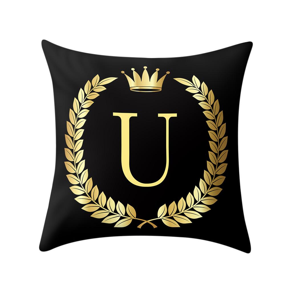 Pillow Cover Black and Gold Letter Pillowcase Sofa Cushion Cover Home Decor