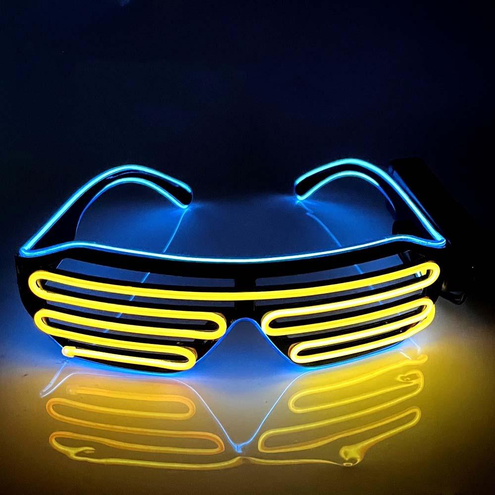 Cool LED Glowing Glasses Double Colors Fluorescent Glasses Neon Glasses Halloween Costumes