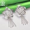 Gorgeous Jewelry 925 Sterling Silver Flower Tassel Drop Earrings Women Charm Wedding Engagement Party Gifts Classic Accessories