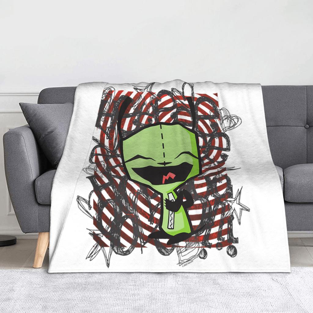 Invader Zim Gir Cartoon Wool Blankets  Awesome Throw Blanket for Home 150*125cm Rug Piece