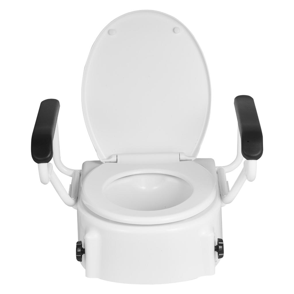VEVOR Raised Toilet Seat with Arms, 136.1 Kg Load Capacity, 3-Level Adjustable Height