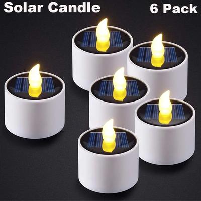 6 velas LED solares para té, para exteriores, impermeables, sin llama, recargables, para bodas, fiestas, jardín, decoración del hogar
