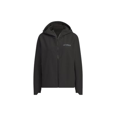 Giacca Shell Spazzolata Monocolore con Logo Outdoor Foderata in Pile Sportiva con Cappuccio Giacca Softshell Donna Giacca Nera IL9013