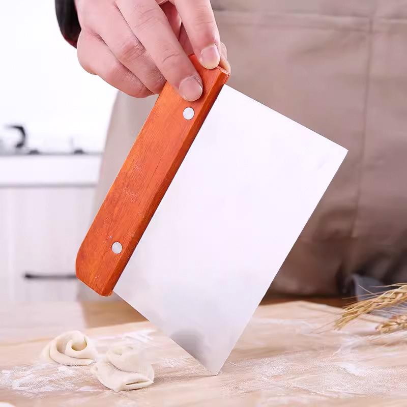 Raschiatoio per Impasto in Acciaio Inossidabile con Manico in Legno, Accessori per la Cottura del Pane per Strumenti per Lievito Madre, Raschietto per Torte