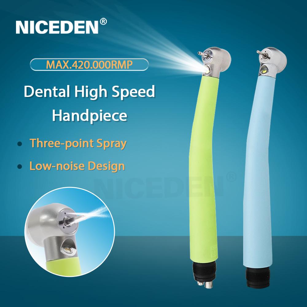 Self-Illuminated LED Dental Turbine Handpiece Colorful LED Light Electric Power Source OEM/ODM Push Button Handpiece High Polymer Material