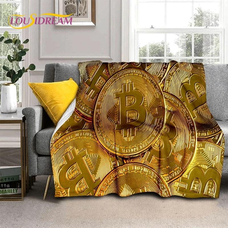 Bitcoin Virtuelle Währung NFT Weiche Flanelldecke für Betten Schlafzimmer Sofa Picknick, Überwurfdecke zum Zudecken Outdoor Freizeit Nickerchen Geschenk