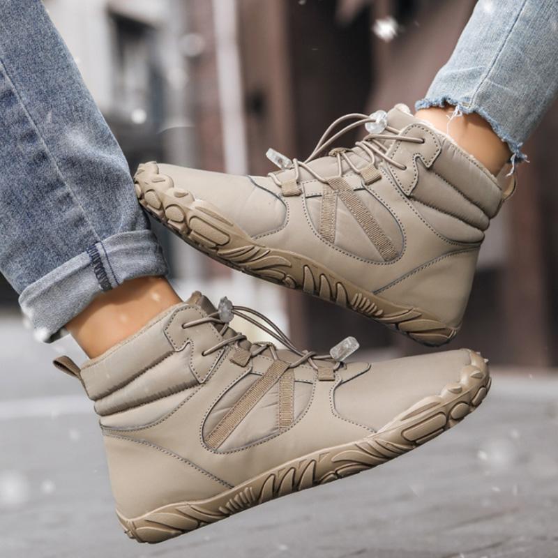 Mode Baumwollschuhe Barfußstiefel Damen Winter Schneestiefel für Herren Plüsch Warme Knöchelschuhe Rutschfest Outdoor Wasserdicht Wanderschuhe