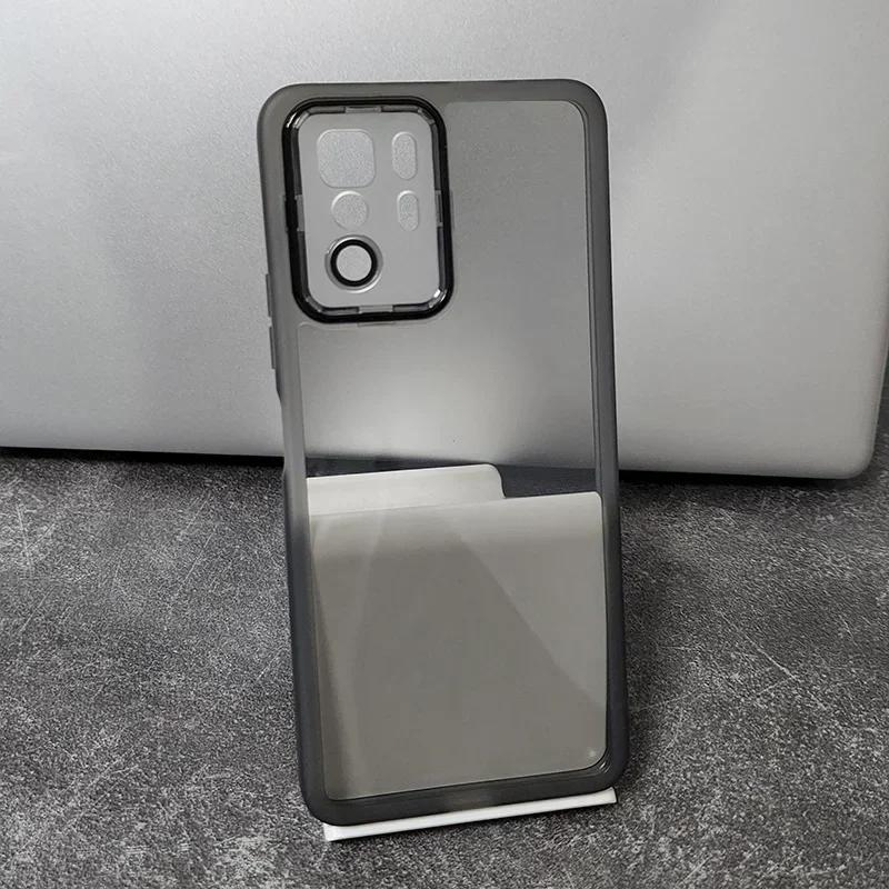 

Soft Silicone Translucent Phone Case for Xiaomi Poco X3 GT X3GT 5G Acrylic Glass Lens Film Frosted Frame Luxury Back Cover Funda Poco X3 GT прозорий колір чорний