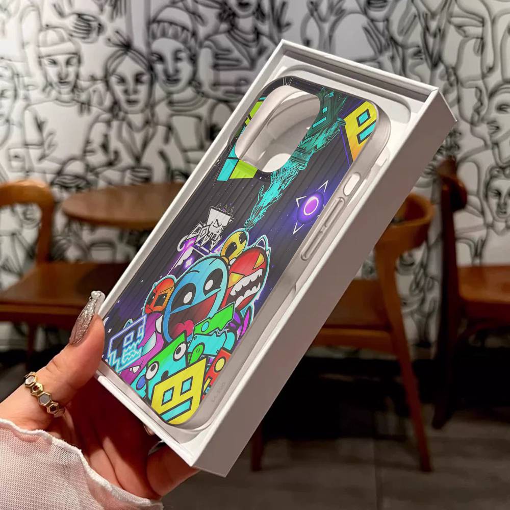 Game Geometry Dash For IPhone 16 15 11 12 13 14 17 Pro Max PLUS Pro Soft Corrugated Silicone Back Phone Case