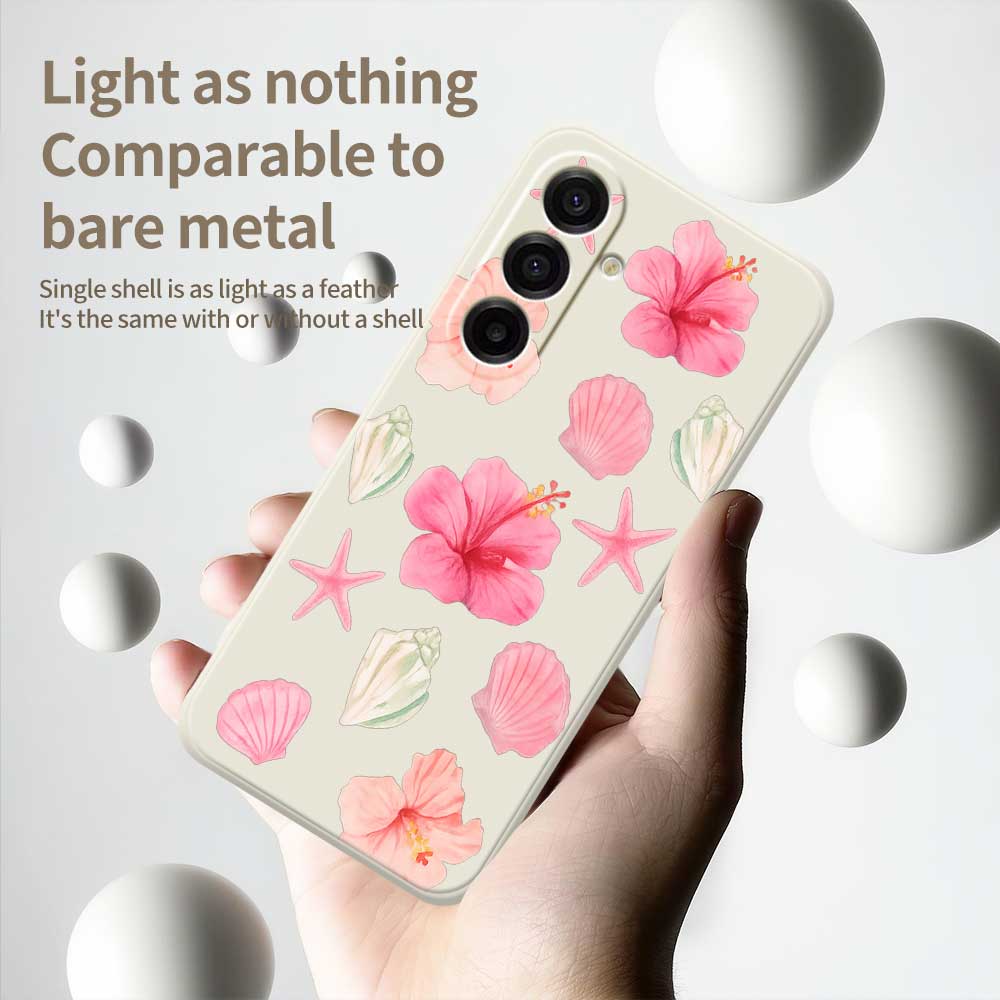 For Samsung Galaxy A17 5G Case Peach Blossoms Shells Pattern Printing Straight Edge TPU Phone Back Cover