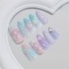 Instants Glamours 24PCS False Nail Set Featuring 3D Seashells Rhinestones Artwork Gradient Holographics Finish Reusable Press On Nail Multi Sizes