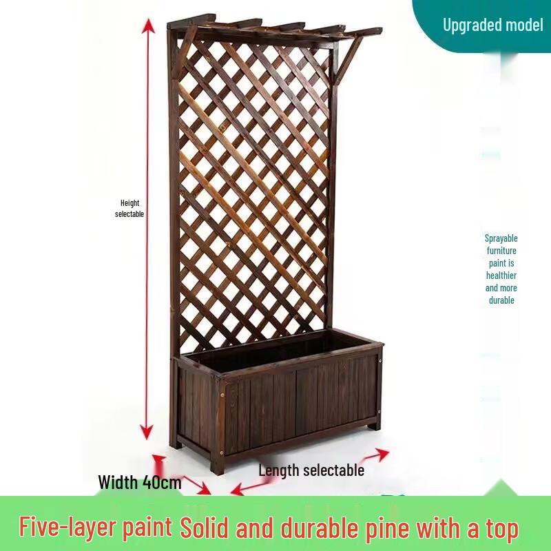 

Carbonized Scots Pine Climbing Trellis Fence with Top