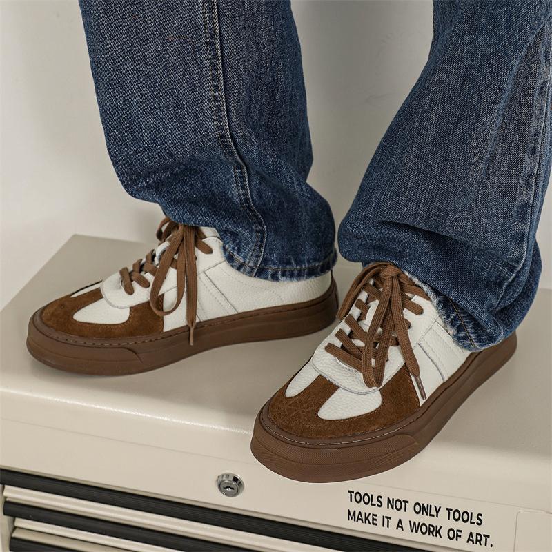 New classic Hong Kong style low-top soft sole cushioning leather casual shoes outdoor street skateboard shoes