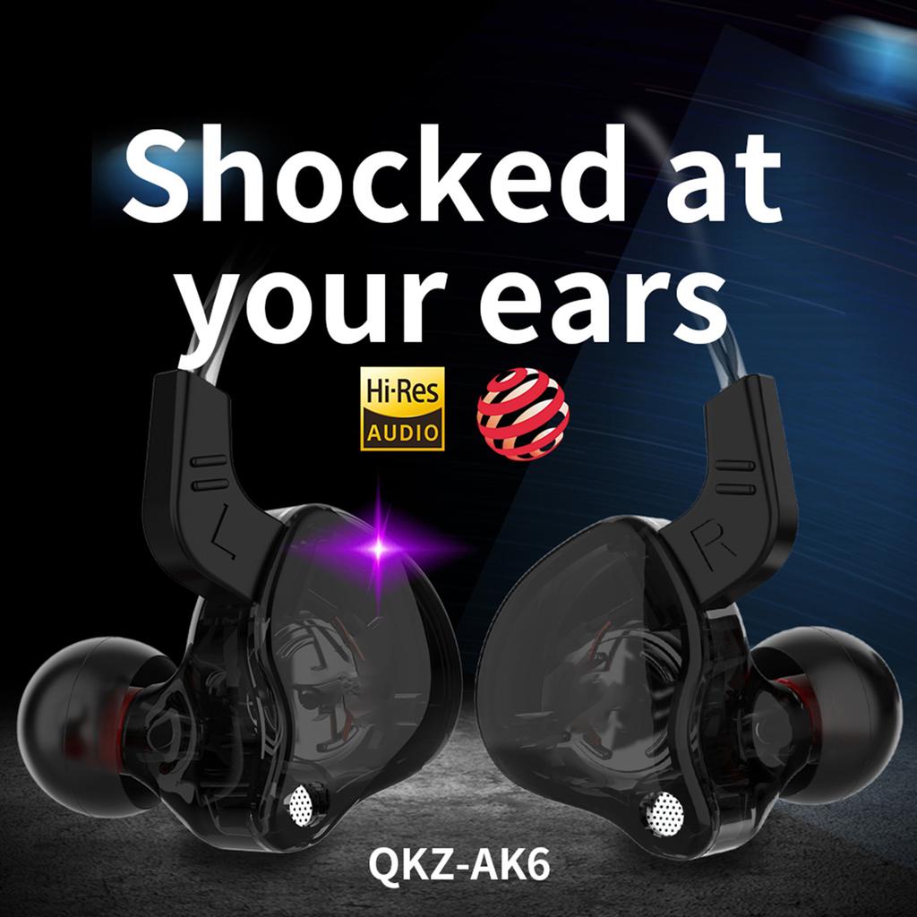 QKZ AK6 Universal 3.5mm HiFi Sport Headphones In Ear Earphone for Running with Microphone Headset Music Earbuds