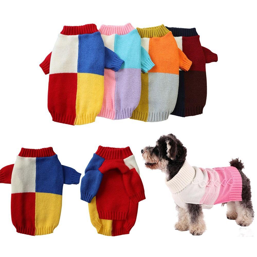 

Plaid Patchwork Pullover Color matching Home Wear Autumn Winter Dog Sweater Small Medium Dogs S рожевий