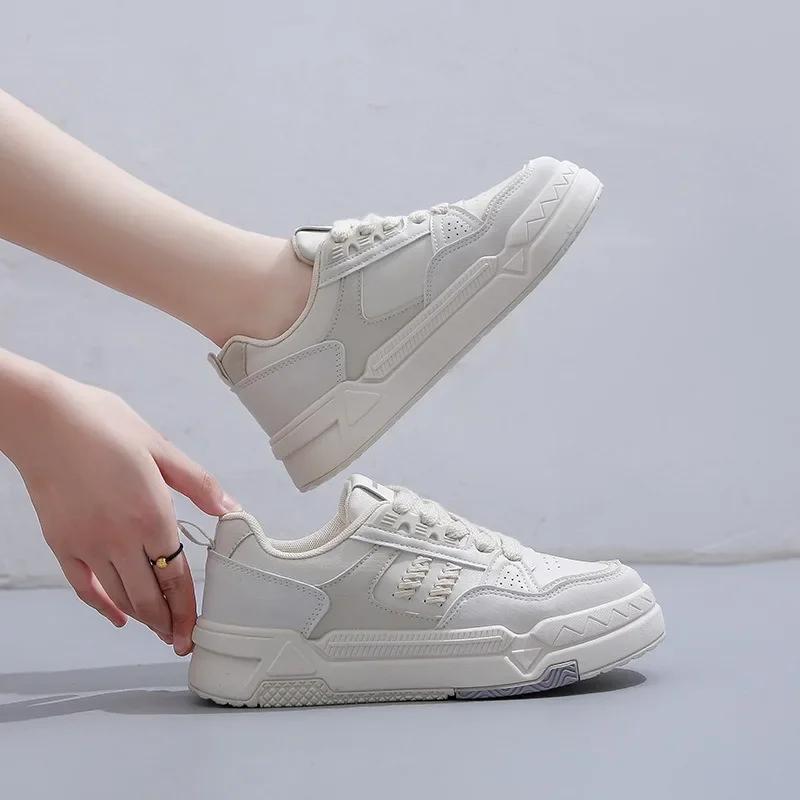 2025 Spring White Shoes Women's New Korean Edition Female Students Height Increasing Thick Soled Sports Board Shoes Casual Shoes