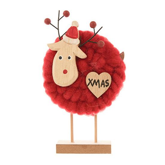 Yousheng Christmas Tabletop Decoration Plush Wool Felt Reindeer Santa Tree Figurine with Wooden Base for Winter Tiered Tray Mantel Decor