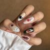 30 Pcs Halloween Almond-Shaped Pumpkin & Bat False Nails - Medium Length Party & Carnival Design