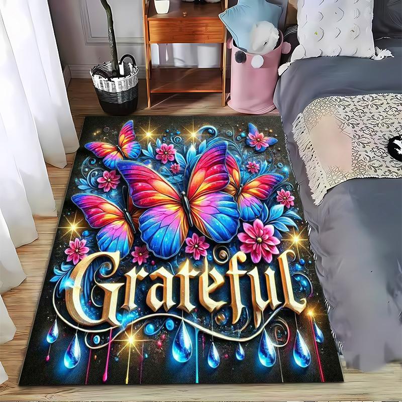 Grateful Butterfly Floral carpet Non-slip rug suitable for living room and bedroom sofas