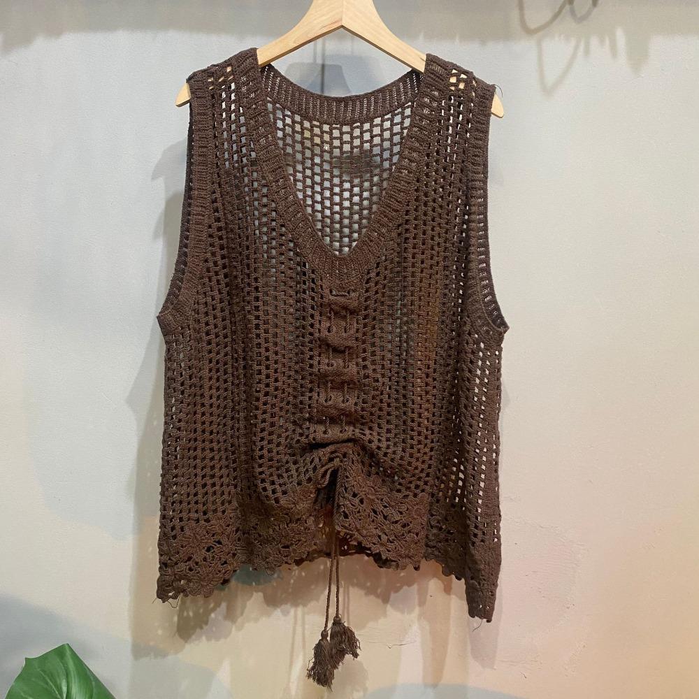 Nová dutá vesta Volná Retro Vnější Ležérní Všestranná Vesta se stahovací šňůrkou Zahraniční Všestranný Model