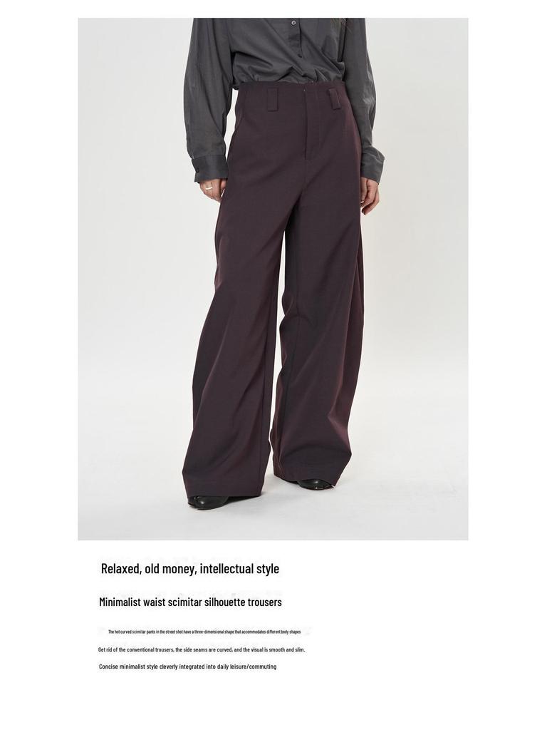 Louvre Spring Parisian Old Money High-Waist Scimitar Trousers: Women's Loose, Crisp, Slim Fit Commuter Style