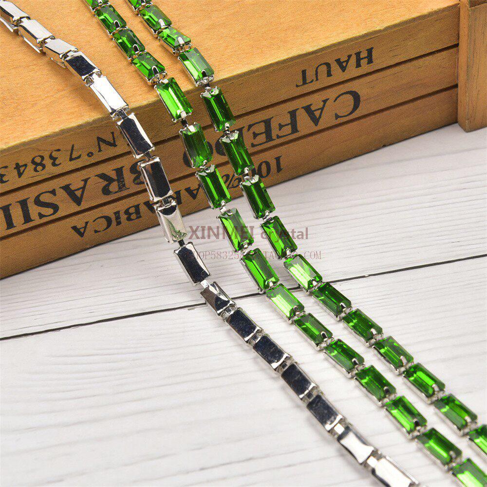 Цепочка из разноцветных стеклянных страз с закрепкой-когтем 5x10 мм для DIY одежды и декоративной упаковки