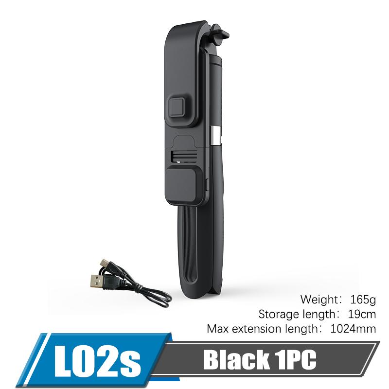 

Штатив для селфи-палки 102 см с беспроводным Bluetooth-пультом дистанционного управления, заполняющим светом, портативная подставка для телефона с функцией потоковой передачи видеозаписи L02s чёрный