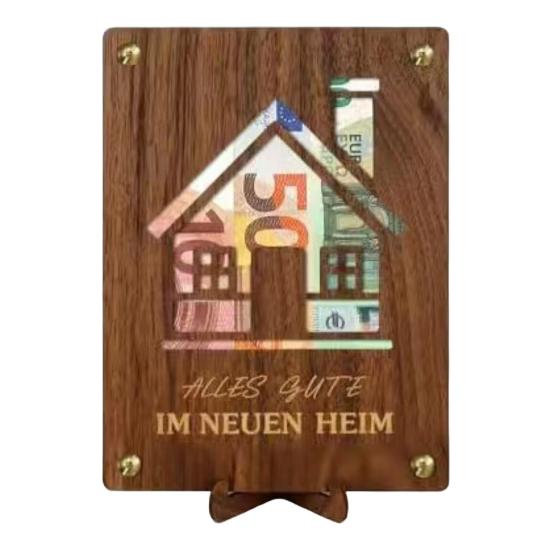 Wooden Money Holder Money Envelope with Hollow-out Pattern Cash Holder Wedding Cash Gift Holder for Christmas Birthday Graduation Festival