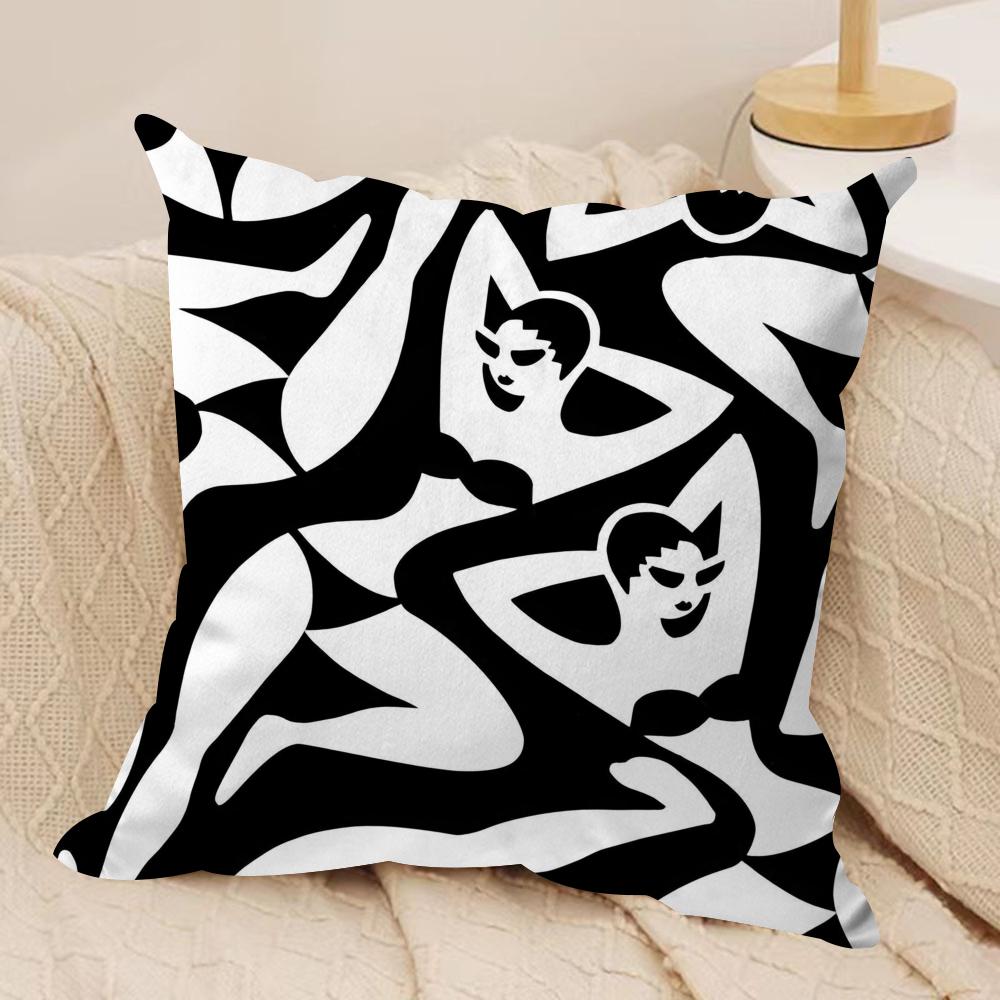 Black And White Art Cushion Cover Pillowcase Ultra Soft Skin Friendly Fabric Cloud Like Comfort  Concealed Zipper