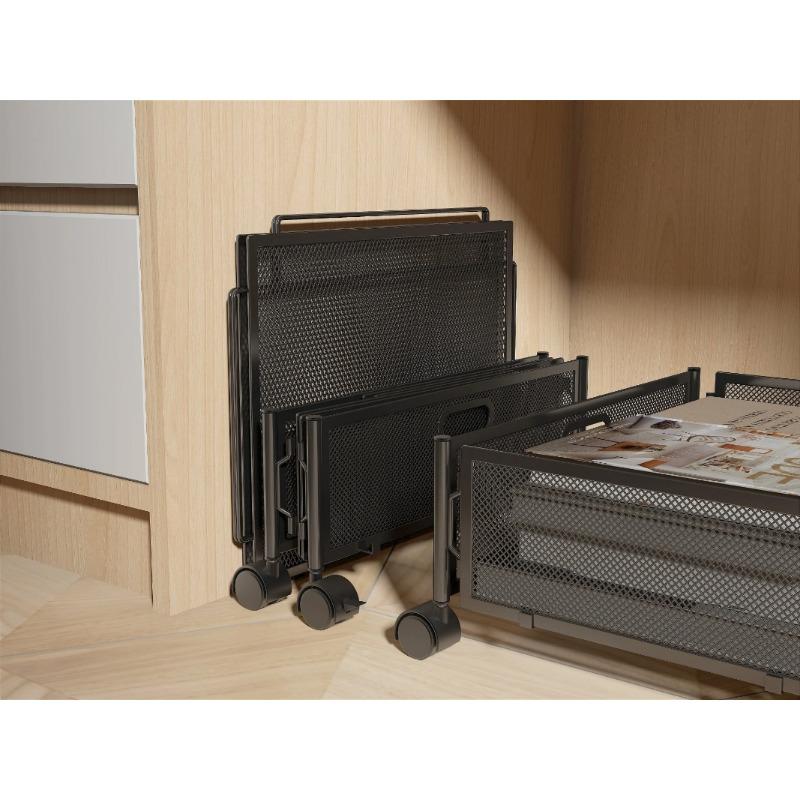 Foldable Under Bed Storage Basket with Wheels, Suitable for Storing Toys, Clothes, Books, and Miscellaneous Items