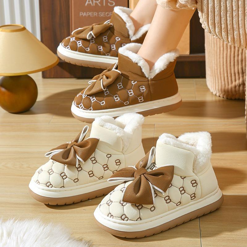 Winter autumn and winter new cotton shoes women v thick-soled bow outer wear casual warm thickened snow boots
