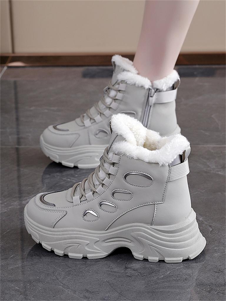 TUINANLE Winter Women's Plush Cotton Thick-Soled Dad Shoes - Warm & Sporty Super Plush Sneakers Ladies