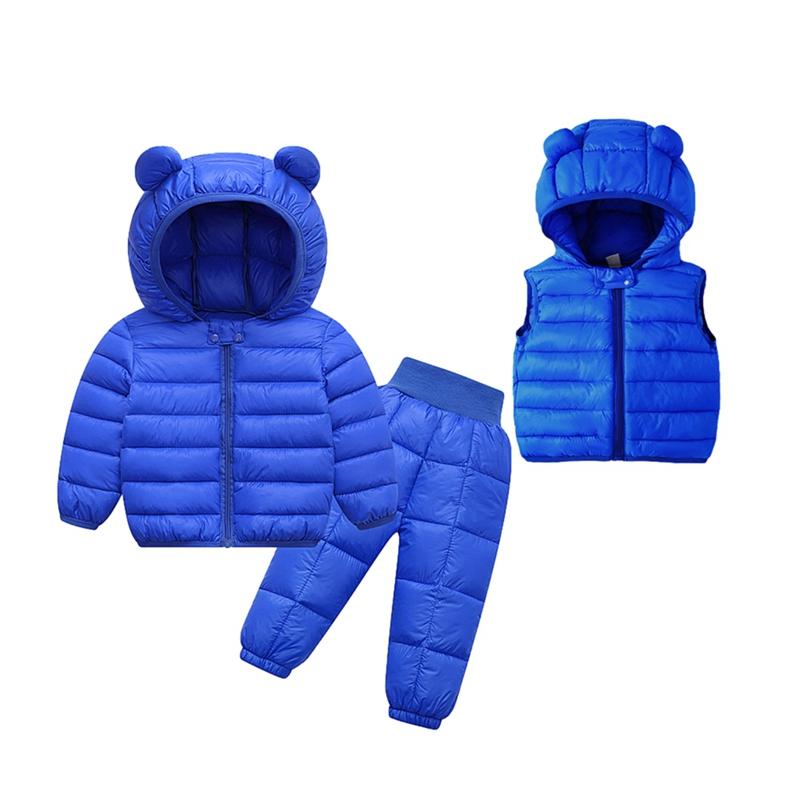 Toddler Baby Autumn Winter Clothes Set Hooded Coat and Vest and Pants