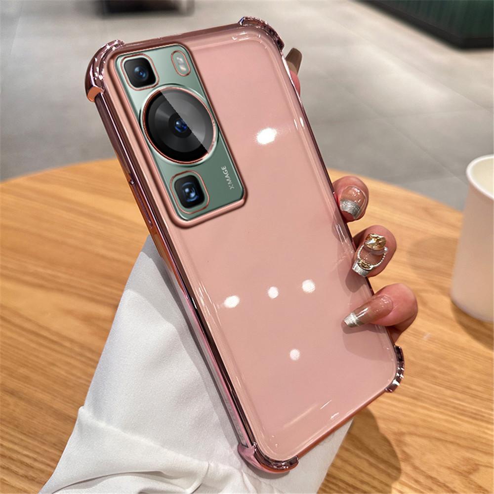 Plating Magnetic Bracket Transparent Case For Huawei P30 P40 P50 P60 Puar 70 Pro Mate 30 40 50 60 Stand Holder Shockproof Cover