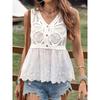 Small Summer European and American Knitted Crochet Hollow Butterfly Single-Breasted Patchwork Embroidered Widened Lace Vest Top