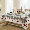 Festive Red Tablecloth with Decorative Elements - Thick Fabric, Easy To Clean, Machine Washable, Perfect for Party and Holiday Decoration