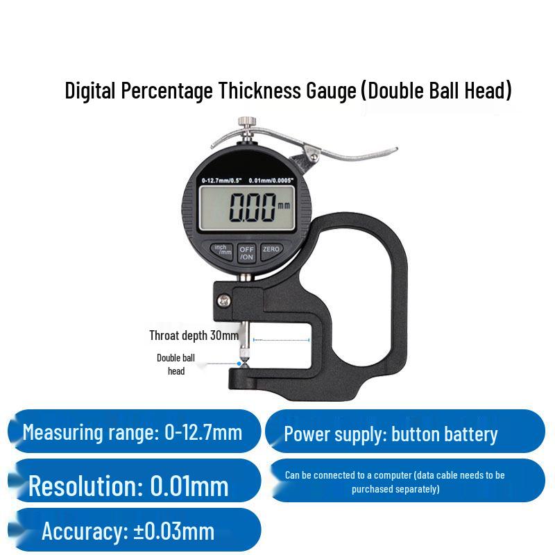 HEMUELE Digital Micrometer Caliper for Measuring Film, Paper, Leather, and Tubes