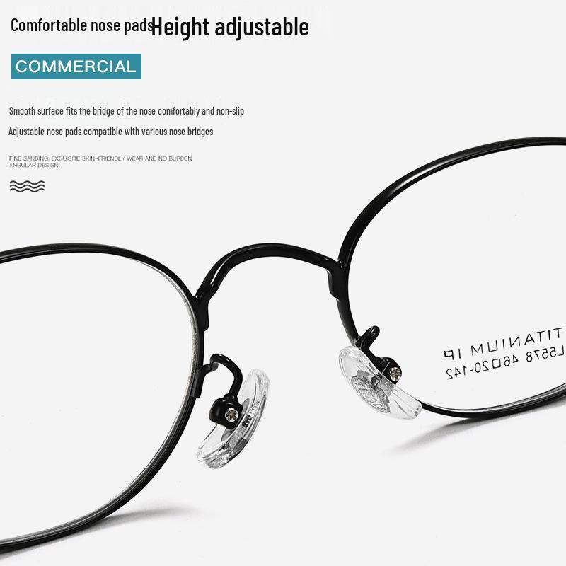 Retro Artistic Titanium Small Frame Glasses - Thick, Fashionable, Fresh & Sweet Style