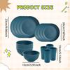16Pcs Dinnerware Sets Bowls Minimalist Straw PP Service for 4 Dinner Plates Dishes Hotel