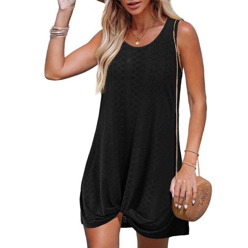 Polyester Splicing Aline Minikleid mit verdrehtem Knoten für den Sommer-Strandurlaub