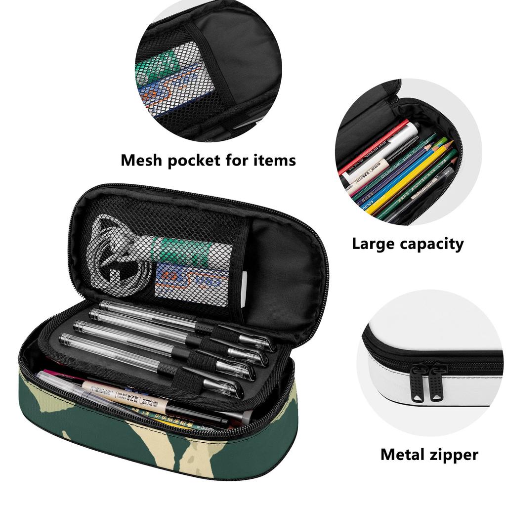 Pen Case Zipper Closure High Capacity 300D Polyester with Main Compartment Mesh Pocket and Pen Slots for Middle School Students