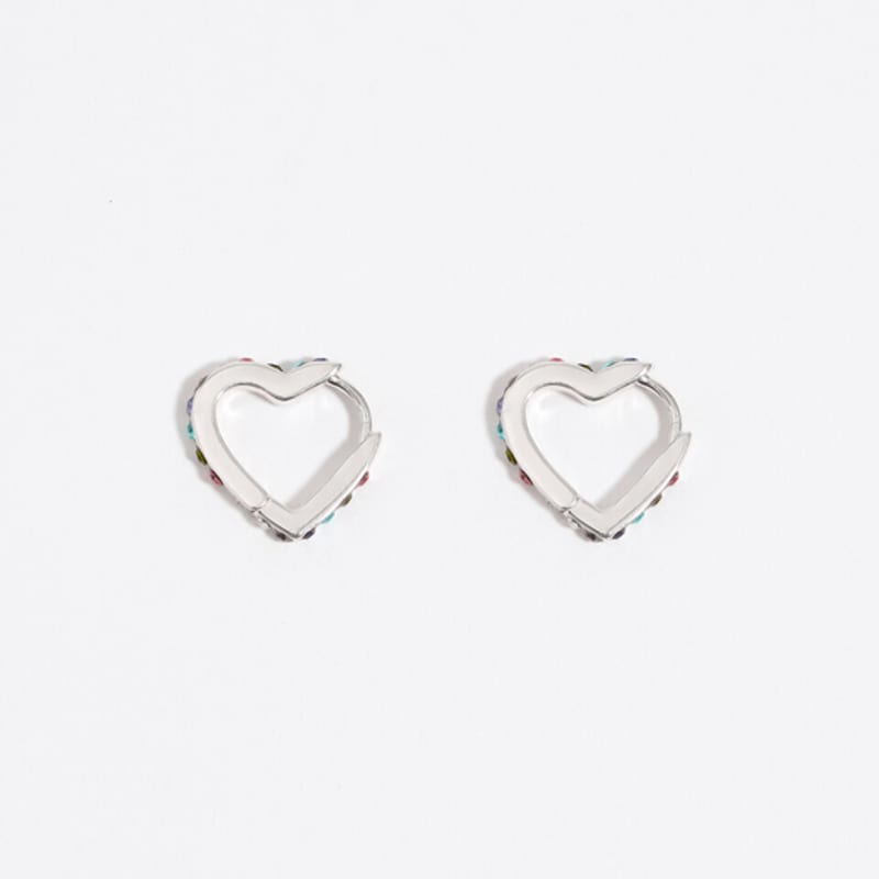 BIMBA Y LOLA [24SS] BIMBA Y LOLA Silver Heart Crystal Hoop Earrings B245AIW701SIF