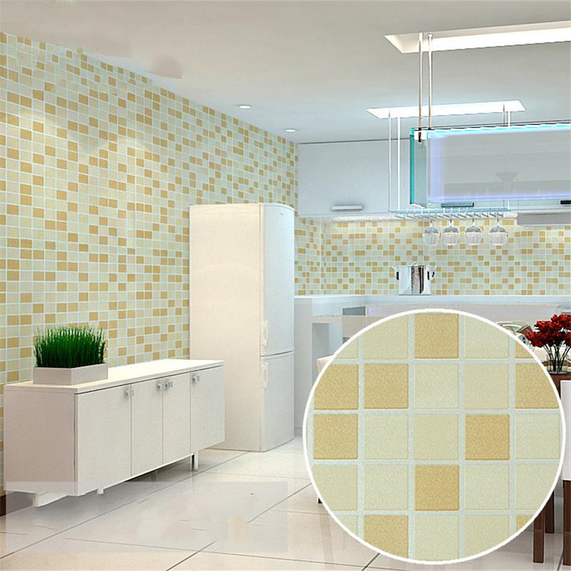 Self-Adhesive Waterproof Mosaic Tile Stickers Wallpaper Kitchen Backsplash Bathroom Cabinets Oil-Proof Renovation Film